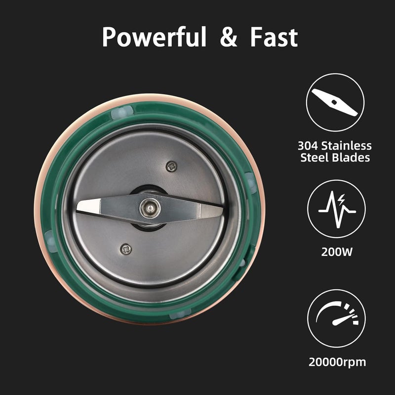 puloya Coffee Grinder Electric for Beans, Spices, Herbs, Grains and Nuts, Stainless Steel Blades, 2.8 oz, Green - Image 4
